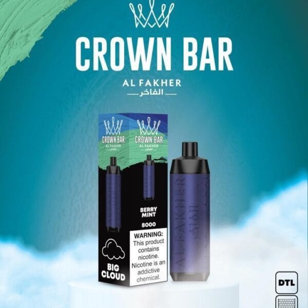 Al Fakher Berry Mint Crown Bar 8000 Puffs Big Cloud Vape Shop Dubai Uae