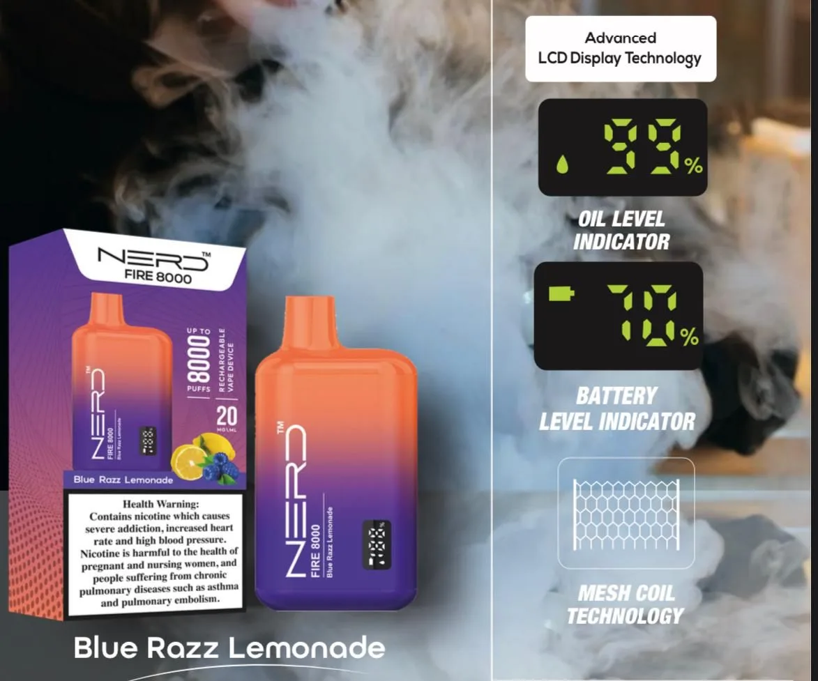 Nerd Fire 8000 Puffs Disposable Vape 2 Nicotine Vape Shop Dubai Uae 21