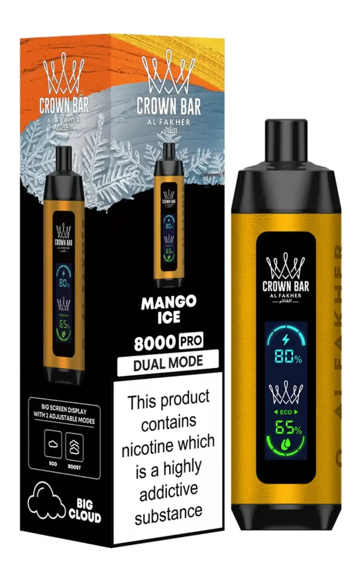 New Al Fakher Mango Ice 8000 Puffs Crown Bar Dtl Disposable Vape Vape Shop Dubai Uae 3