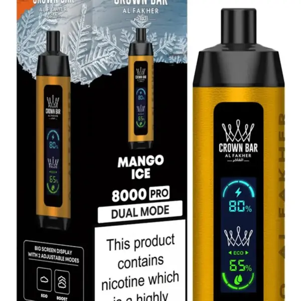 New Al Fakher Mango Ice 8000 Puffs Crown Bar Dtl Disposable Vape Vape Shop Dubai Uae 3