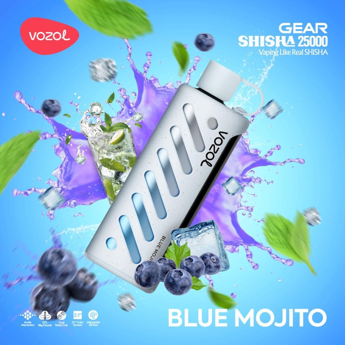 Vozol Gear Shisha blue mojito 25000 Puffs Disposable Vape In UAE