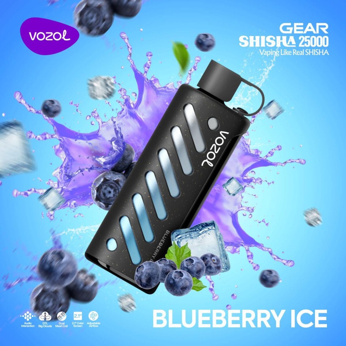 Vozol Gear Shisha blueberry ice 25000 Puffs Disposable Vape In UAE