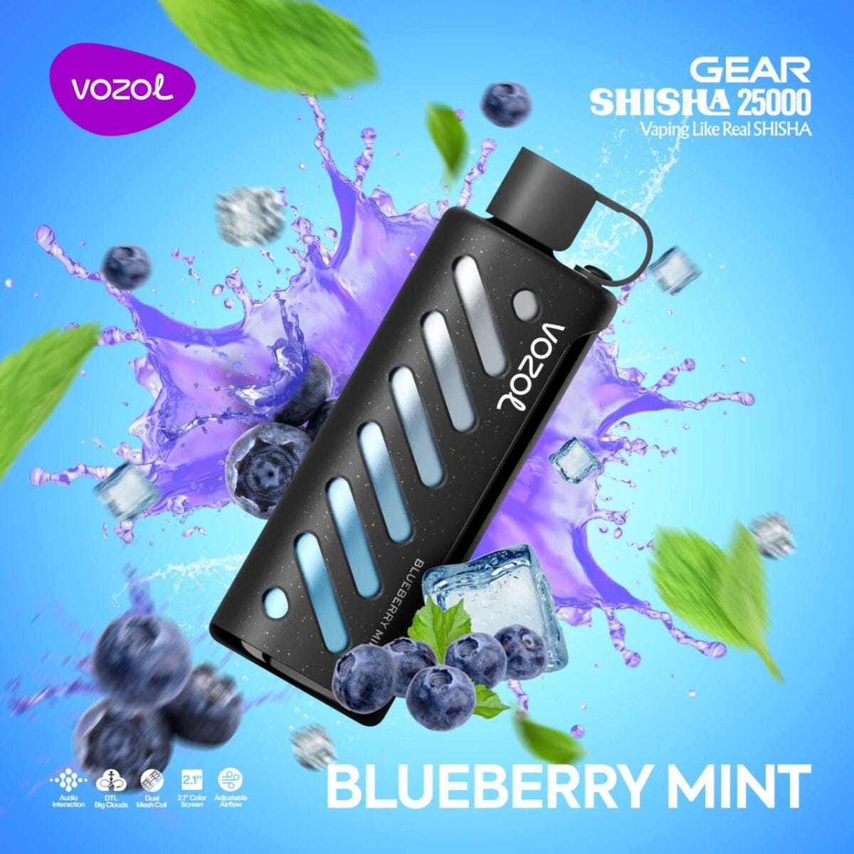 Vozol Gear Shisha blueberry mint 25000 Puffs Disposable Vape In UAE