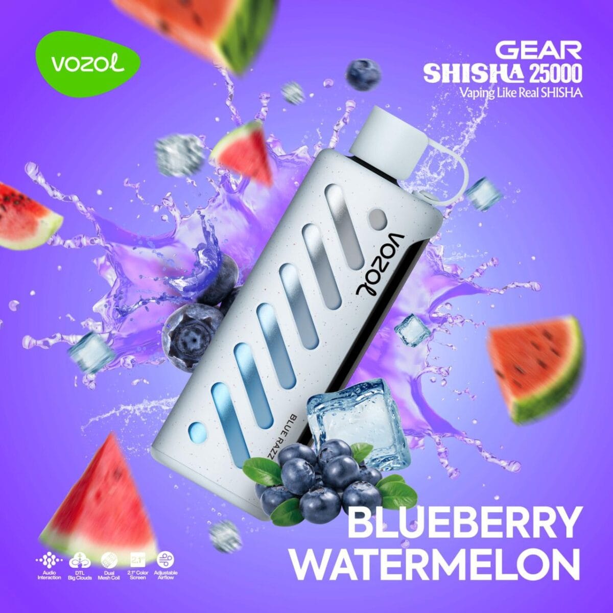 Vozol Gear Shisha blueberry watermelon 25000 Puffs Disposable Vape In UAE