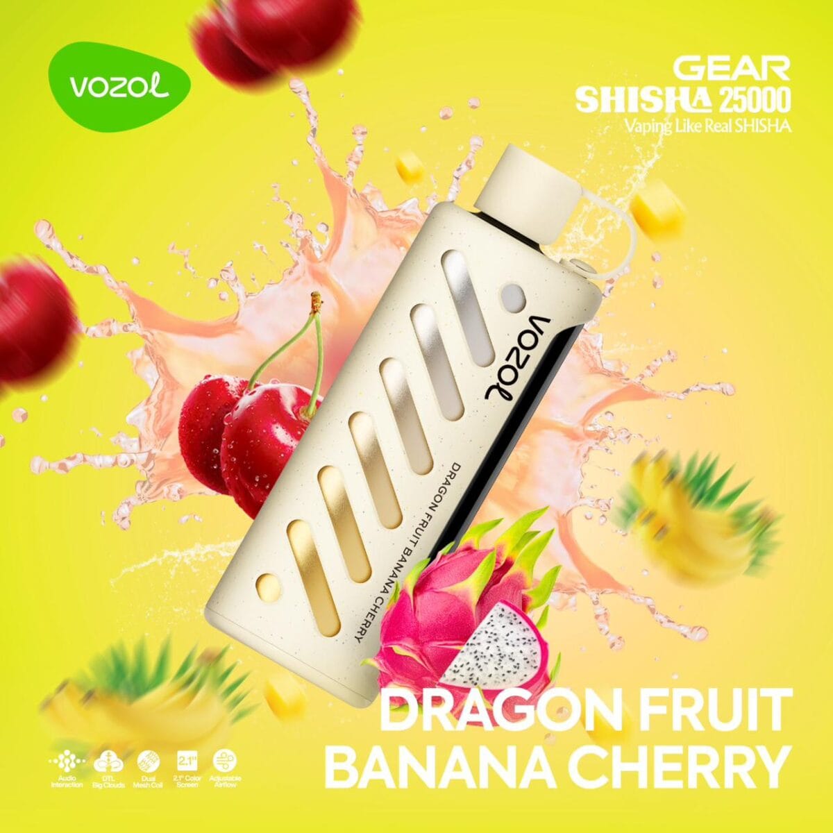 Vozol Gear Shisha dragon fruit banana cherry 25000 Puffs Disposable Vape In UAE