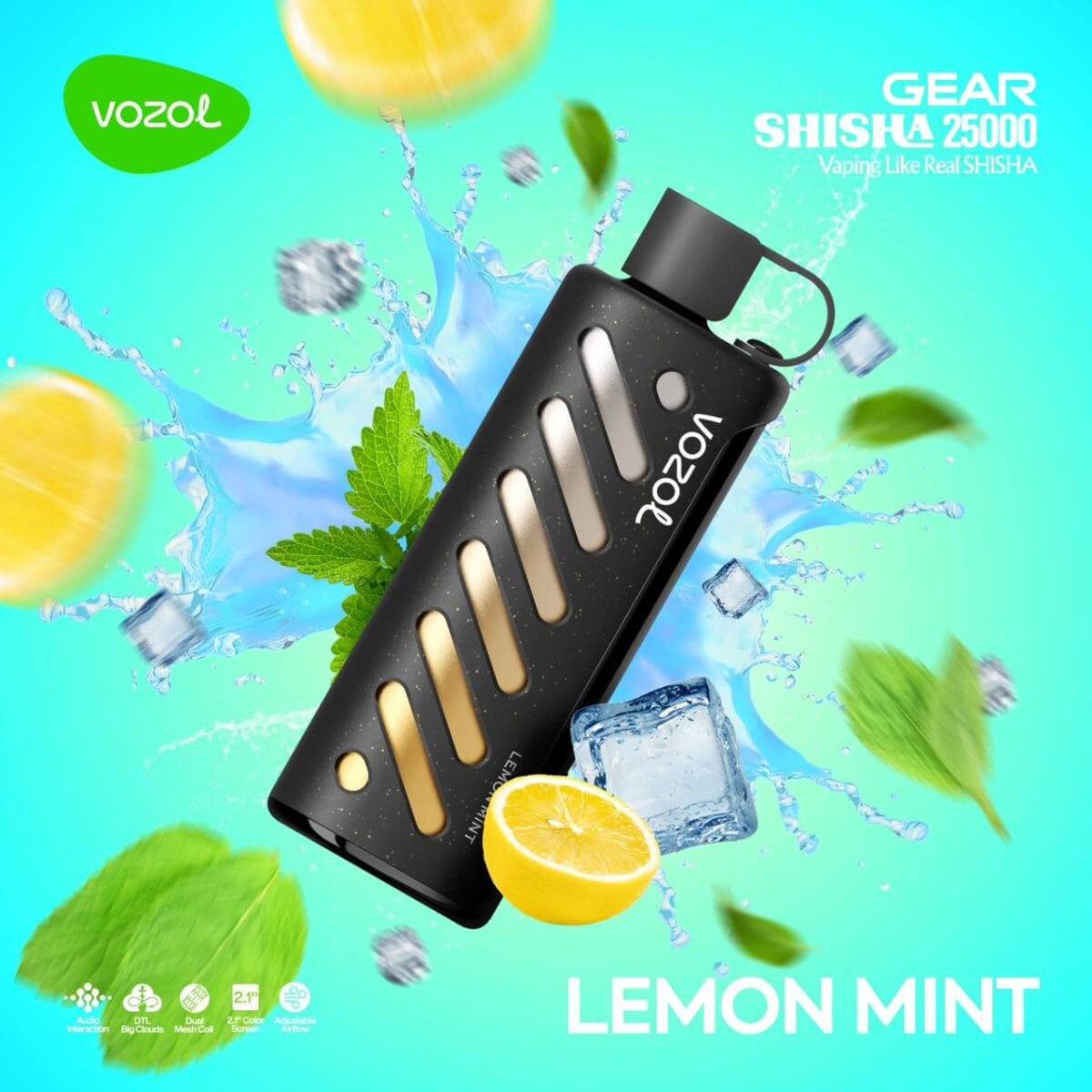 Vozol Gear Shisha lemon mint 25000 Puffs Disposable Vape In UAE