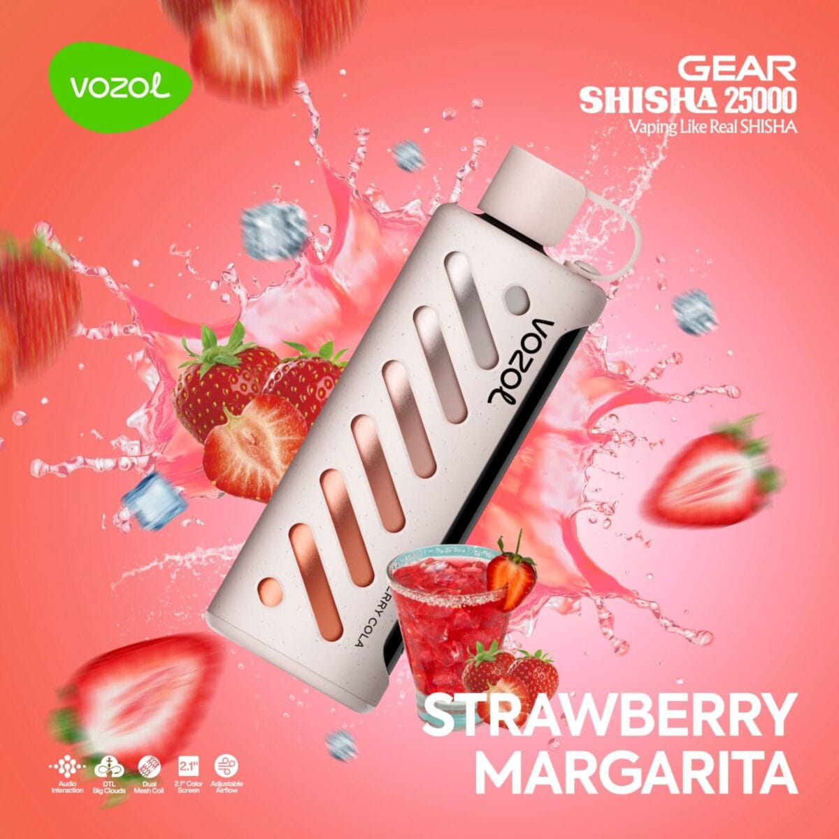 Vozol Gear Shisha strawberry margarity 25000 Puffs Disposable Vape In UAE