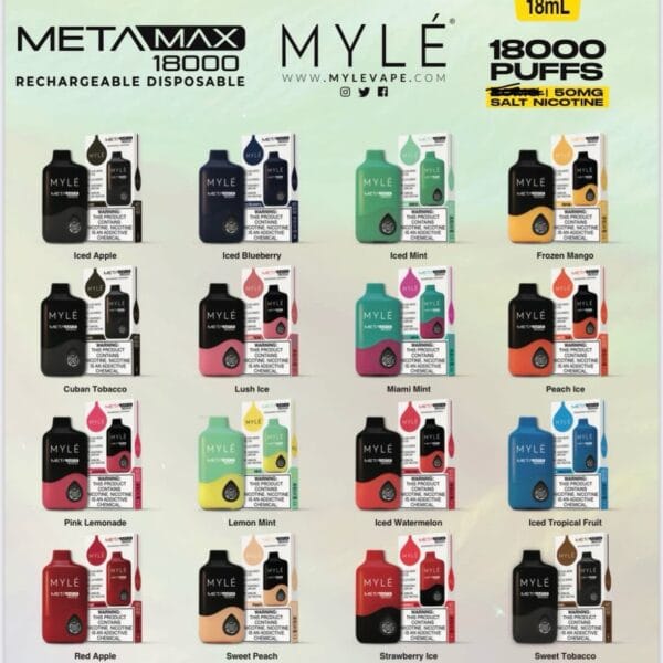 New Myle Meta Max 18000 Puffs Disposable Vape Vape Shop Dubai Uae