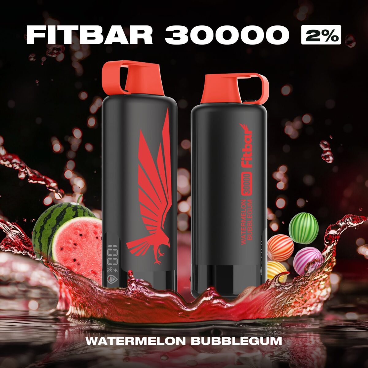 FITBAR Shisha Watermelon Bubblegum 30000 Puffs 20MG Disposable Vape In Dubai